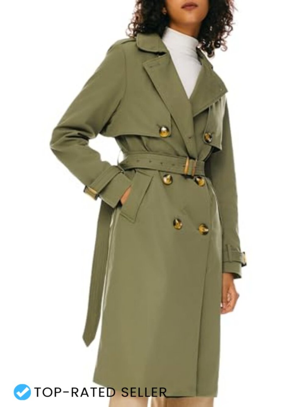 Women's Double Breasted Trench Coat with Belt